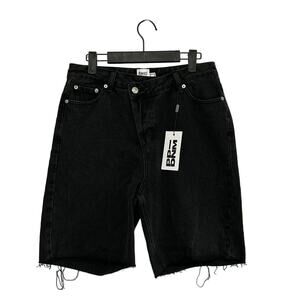 Princess Polly Xena Crossover Denim Shorts NWT Women's Sz 6 Black Raw Hem